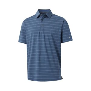 Men’s Dry Fit Heather Stripe Golf Polo Shirt – Moisture Wicking, Lightweight, and Breathable Performance Polo