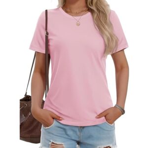 Crew Neck Casual Tops Trendy Solid Color Basic Tees