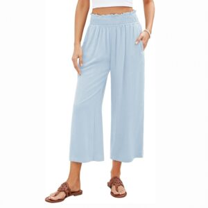Women’s Wide Leg Pants – High Waist, Flowy, Adjustable Tie Knot Trousers with Pockets