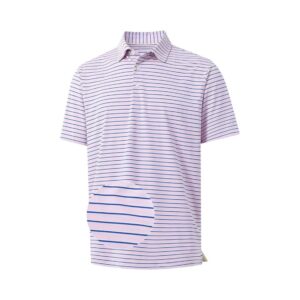 Men’s Dry Fit Heather Stripe Golf Polo Shirt – Moisture Wicking, Lightweight, and Breathable Performance Polo (Purple)