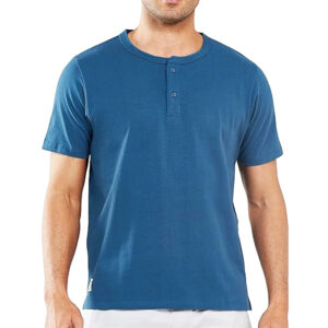 Men's Henley Shirts Casual Short Sleeve Heavy Cotton T-Shirts Solid Basic Summer Tee Tops